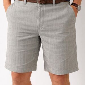 Tommy Bahama linen grey striped shorts Size 38" Coastal Neutral Stripe Preppy